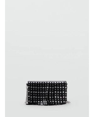 MANGO TEEN Fringed Crossbody Bag With Studs - White