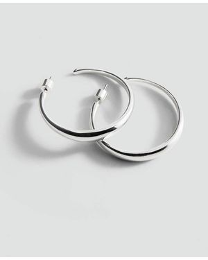 Mango Thin Hoop Earrings - Grey