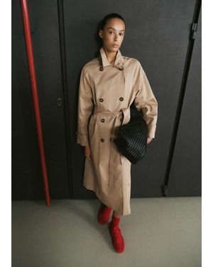 Mango Long Double-Breasted Trench Coat - Grey