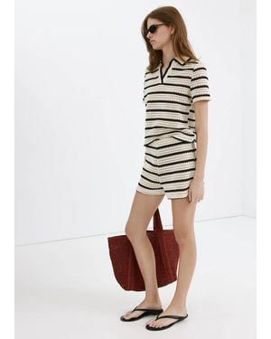 Mango Striped Crochet Shorts - White