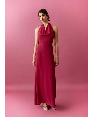MANGO TEEN Halter-Neck Open-Back Dress - Pink