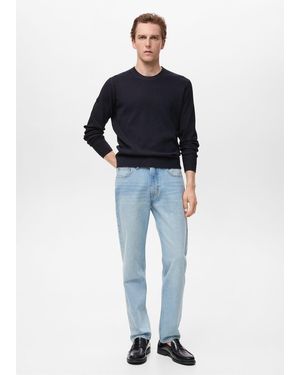 Mango Fine Rib-Knit Cotton Jumper - Blue
