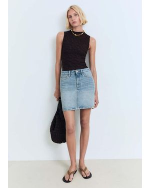 Mango Short Denim Skirt - Blue
