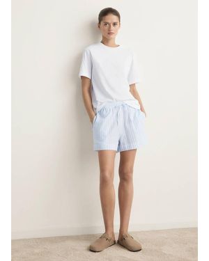 Mango Zweiteiliger Pyjama Aus Baumwolle Mit Kurzen Ärmeln Und Streifenmuster - Natur