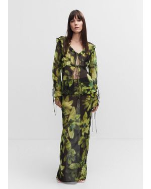 Mango Floral Chiffon Blouse - Green