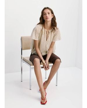 Mango Bow Polka-Dot Blouse - Natural