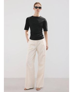 Mango Cotton T-Shirt With Pucker Detail - Black
