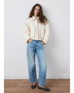 Mango Contrast Piping Quilted Jacket - Blue