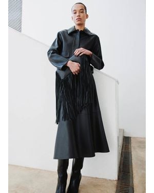 Mango Faux-Leather Midi-Skirt - Black