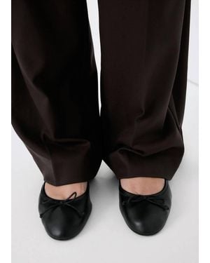 Mango Leder-Ballerinas Mit Schleife - Schwarz
