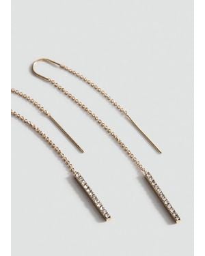 Mango Boucles D'Oreilles Pendantes Cristaux Or - Blanc