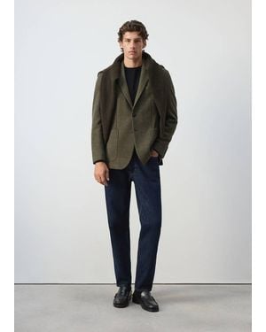 Mango Regular-Fit Wool-Blend Suit Jacket - Green