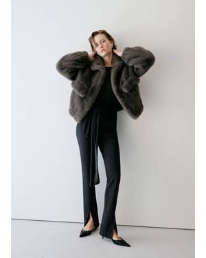 Mango Skinny Trousers With Slit - Black