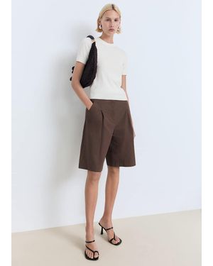 Mango Short-Sleeved Fine-Knit Jumper - White