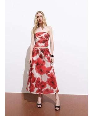Mango Floral-Print Flared Skirt
