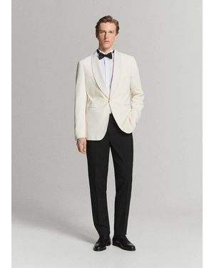 Mango Dress Shirt With A Tuxedo Collar - White