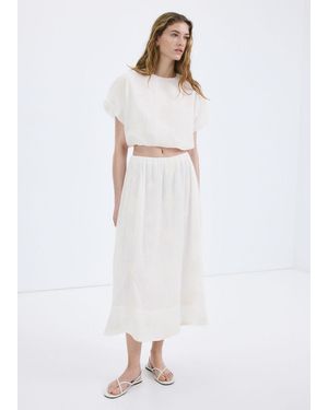 Mango Cotton Blouse With Embroidered Details - White