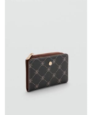 Mango Medium Wallet With Logo Print - Black