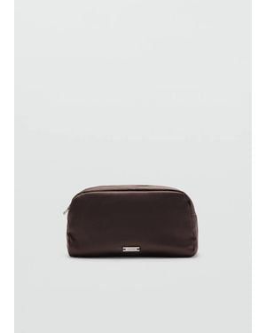 Mango Satin Double-Pocket Vanity Bag - Brown