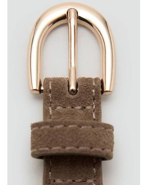Mango Suede Leather Belt - Natural