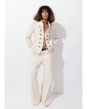 Mango Fitted Jacket With Band Collar - White
