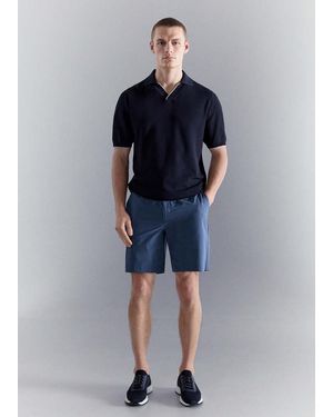 Mango Comfort Stretch Water-Repellent Bermuda - Blue
