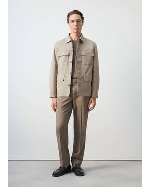 Mango 100% Cotton Multi-Pocket Jacket - Natural