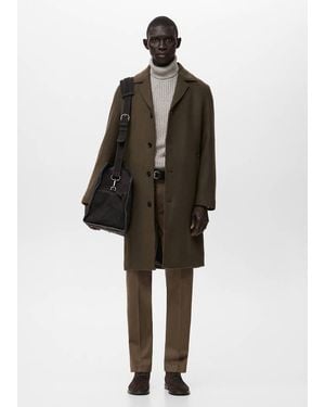 Mango Classic Wool Blend Coat - Brown