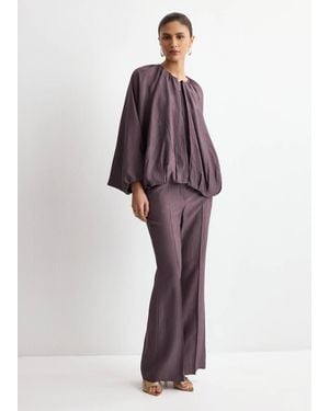 Mango Straight Mid-Rise Trousers - Purple
