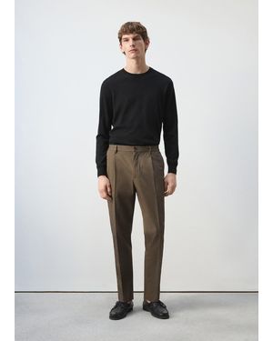 Mango Regular-Fit Pleated Trousers - Brown