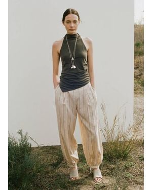 Mango Asymmetric Ruched Top - Green