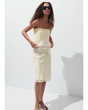 Mango Bandeau Checked Top - Yellow
