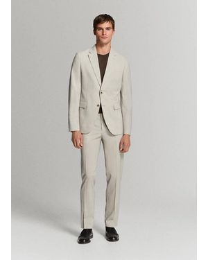 Mango Turin 100% Wool Suit Jacket - White