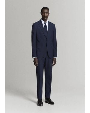 Mango Milan Slim Fit Suit Trousers - Blue