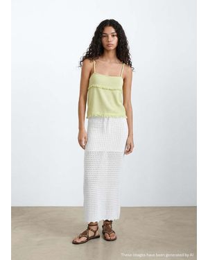 MANGO TEEN Frayed Edges Top - White