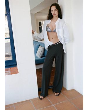 Mango Straight Trousers With Embroidered Buttons - Multicolour