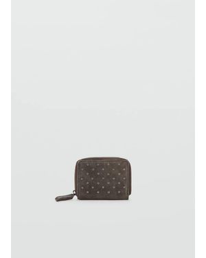MANGO TEEN Studded Leather Purse - White