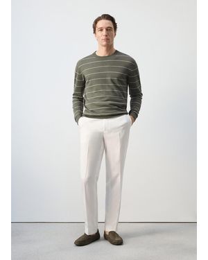 Mango Linen Blend Fine Knit Striped Jersey - Grey