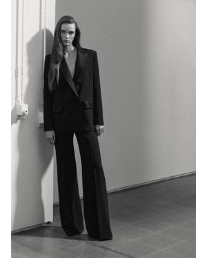 Mango Topstitched Lapel Blazer - Gray