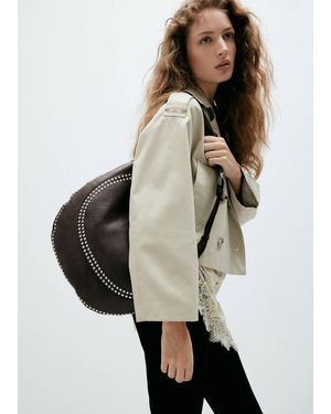 Mango Studded Shoulder Bag - Gray