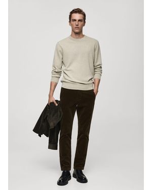 Mango Cotton Corduroy Slim-Fit Pants - White