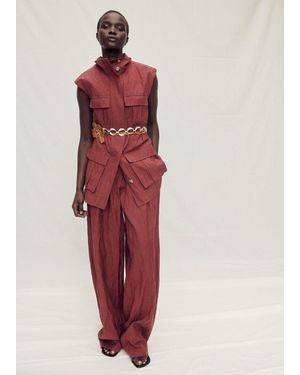 Mango Wide-Leg Suit Pants With A Creased Effect - Red