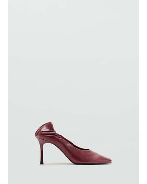 Mango Round-Toe Leather High-Heeled Shoes - Red