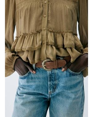Mango Suede Effect Belt - Brown