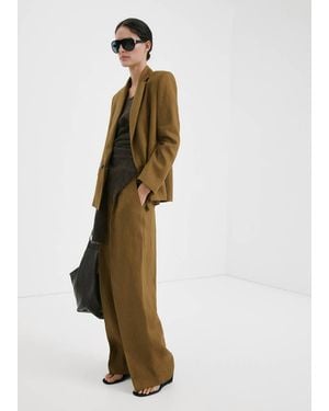 Mango Straight-Fit Linen Suit Trousers - White
