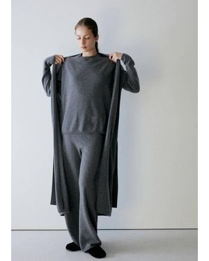 Mango 100% Cashmere Long Cardigan With Design - Grey