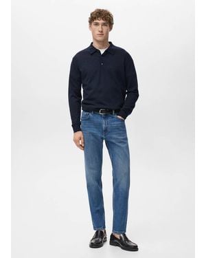 Mango Ben Cropped Tapered-Fit Jeans - Blue