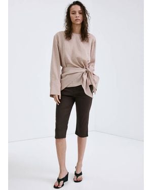 Mango Leinen-Caprihose - Natur