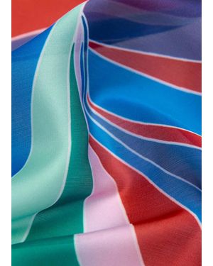 Mango Combined Striped Printed Scarf - Blue