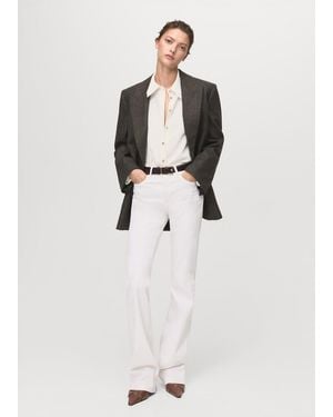 Mango Shirt With Jewel Buttons - White